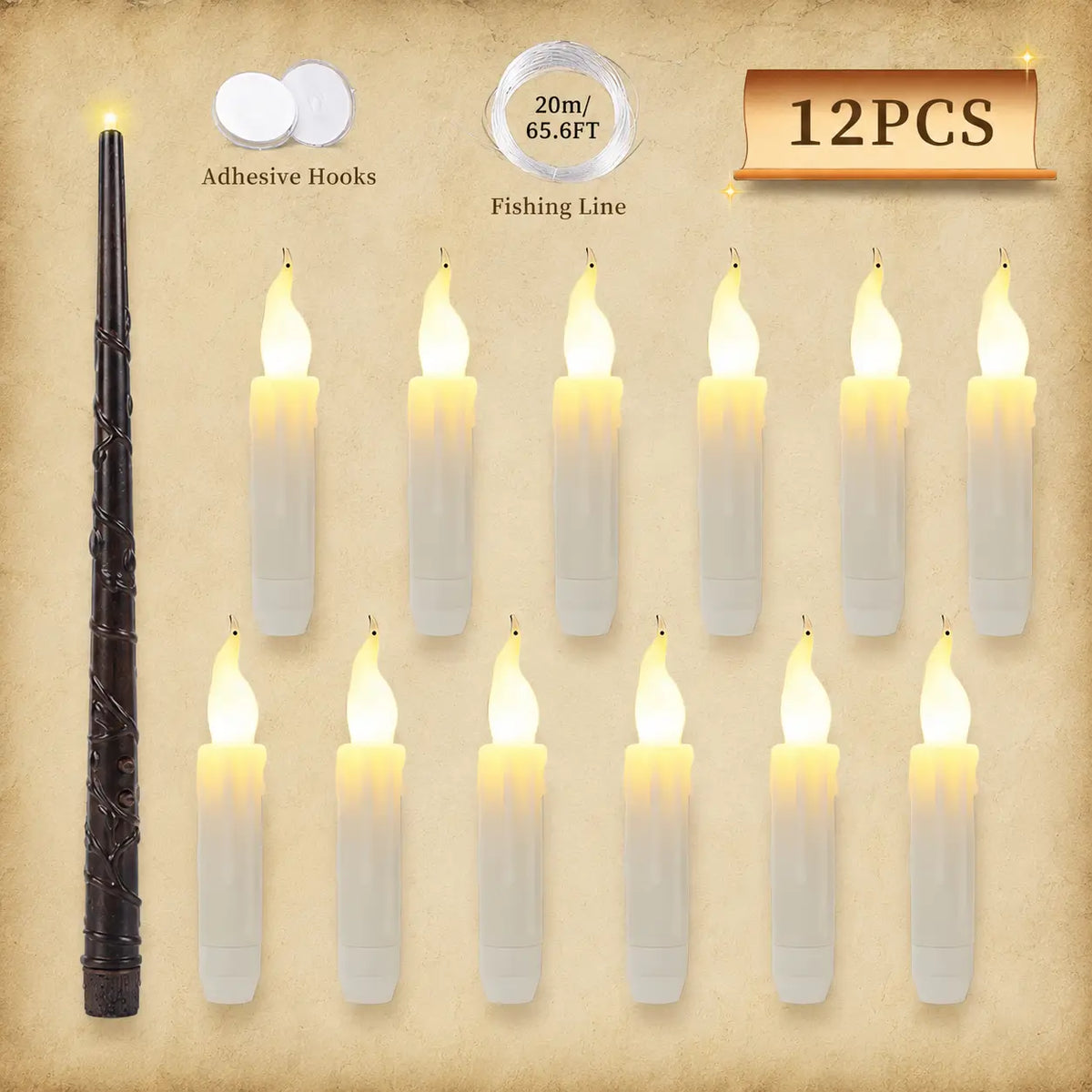 3D Floating Candles and Wand Set